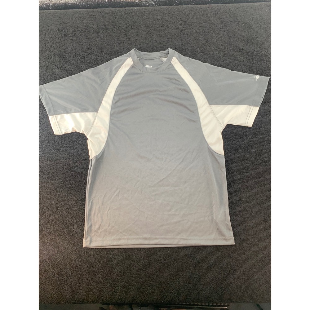 Badger Sport Youth T Shirt‎ Gray White Athletic Performance Tee Size 1